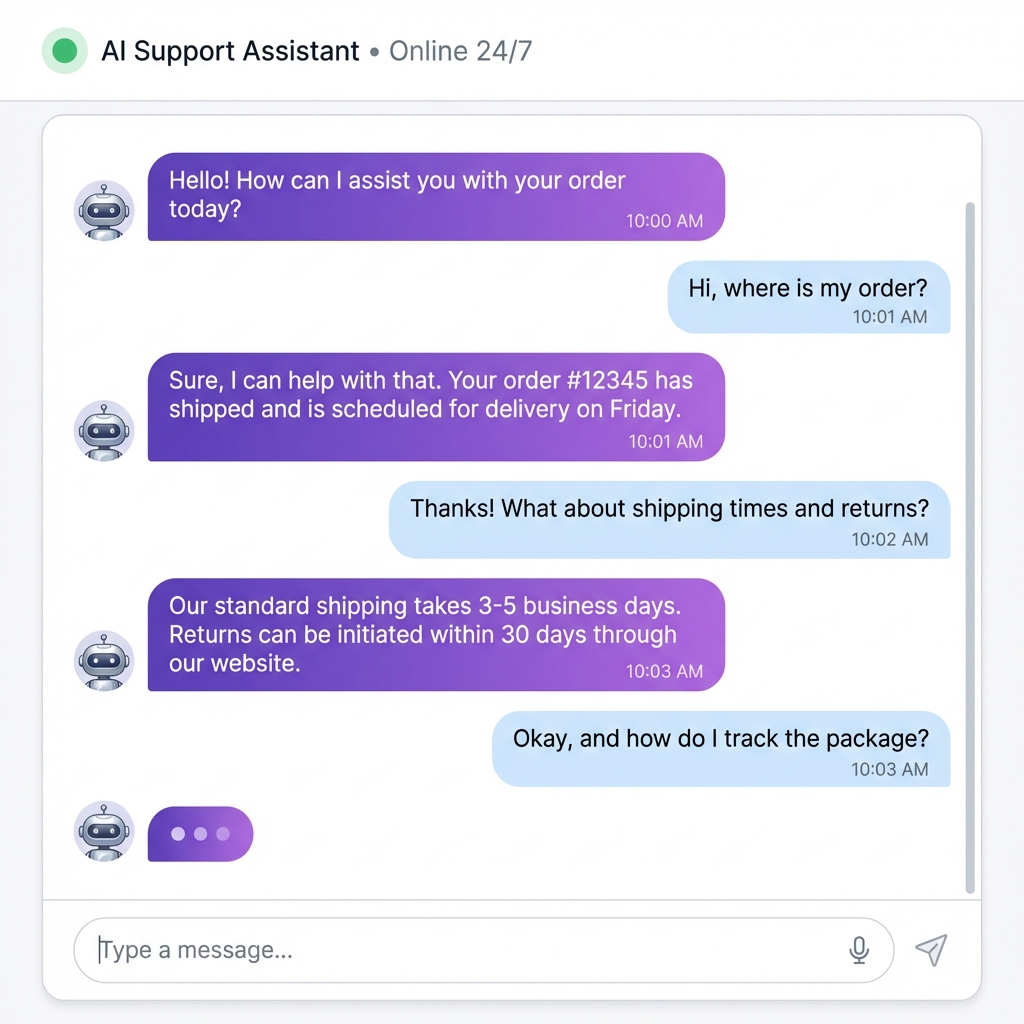 24/7 AI chatbot conversation interface
